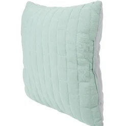 Coussin jersey carré motif surpiqué gris et vert