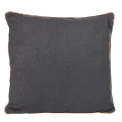 Coussin laine bouillie gris anthracite bordure marron