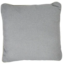 Coussin laine bouillie gris clair bordure blanche