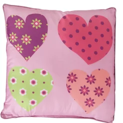 Coussin motif coeurs multicolores