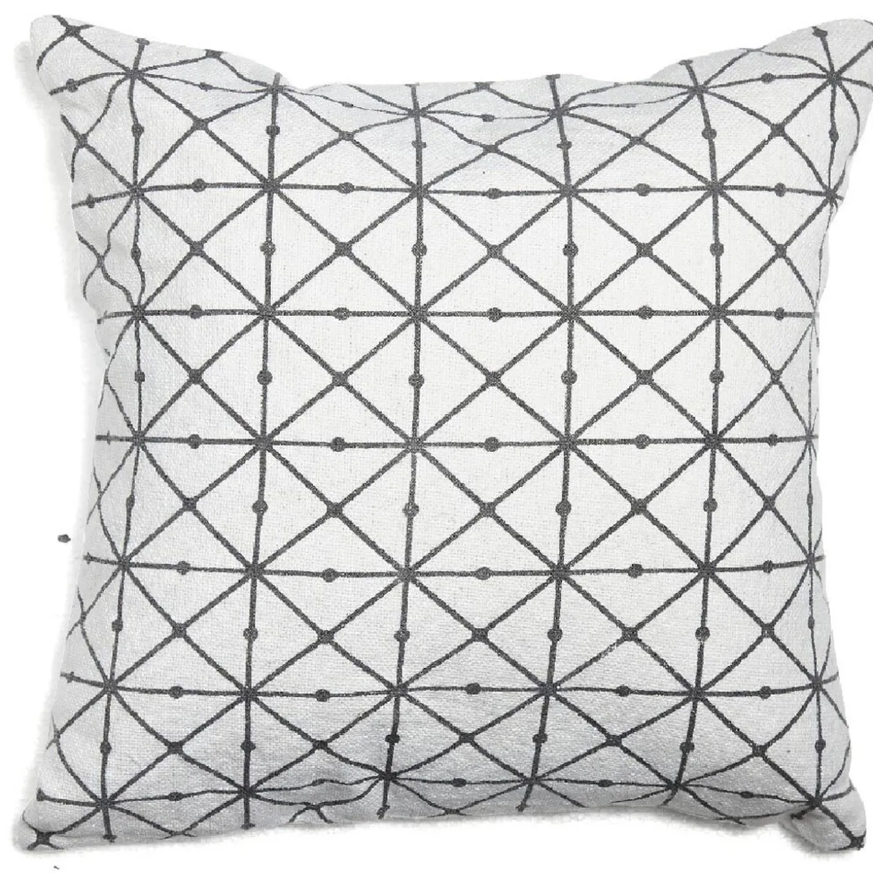 Coussin motif géométrique gris et blanc