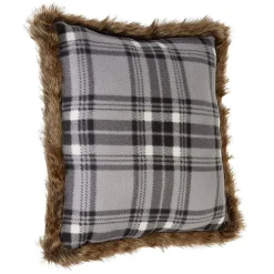 Coussin motif tartan rouge ou gris
