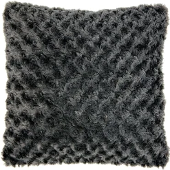 Coussin polaire imitation fourrure gris anthracite