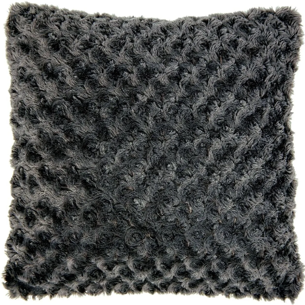 Coussin polaire imitation fourrure gris anthracite