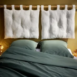Coussin pour tête de lit en tissu bouclette blanc cassé 70x50 cm