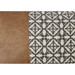 Coussin rectangle carreaux de ciment et effet cuir vieilli