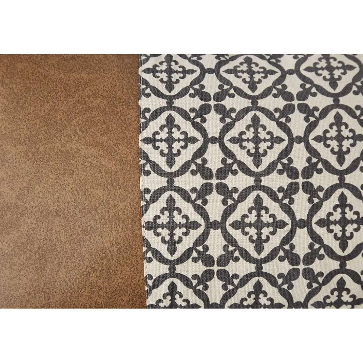 Coussin rectangle carreaux de ciment et effet cuir vieilli