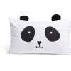 Coussin rectangulaire blanc design panda oreilles en relief