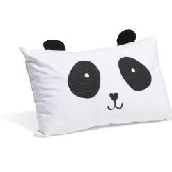 Coussin rectangulaire blanc design panda oreilles en relief