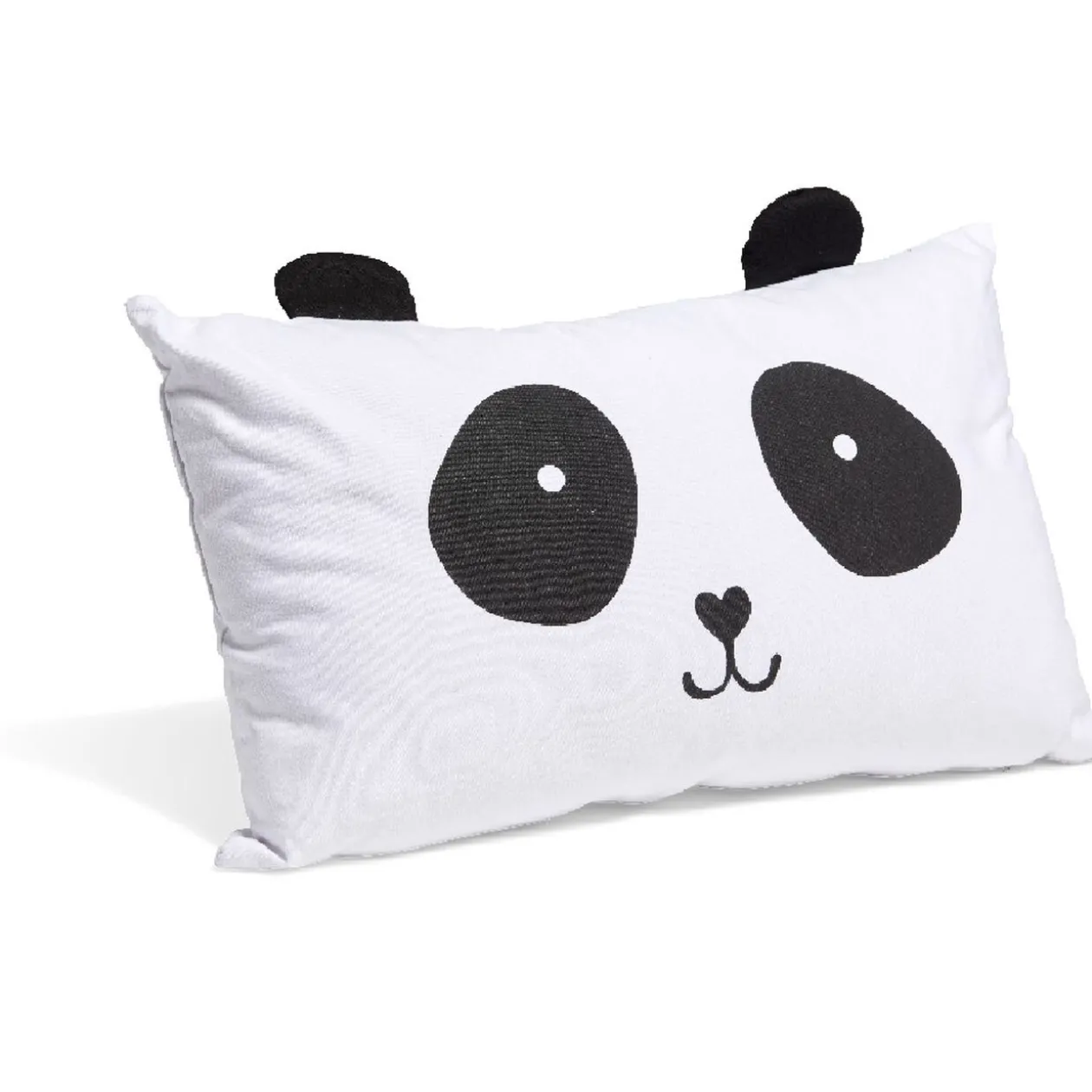 Coussin rectangulaire blanc design panda oreilles en relief