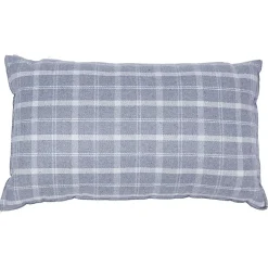 Coussin rectangulaire gris et blanc motif carreaux