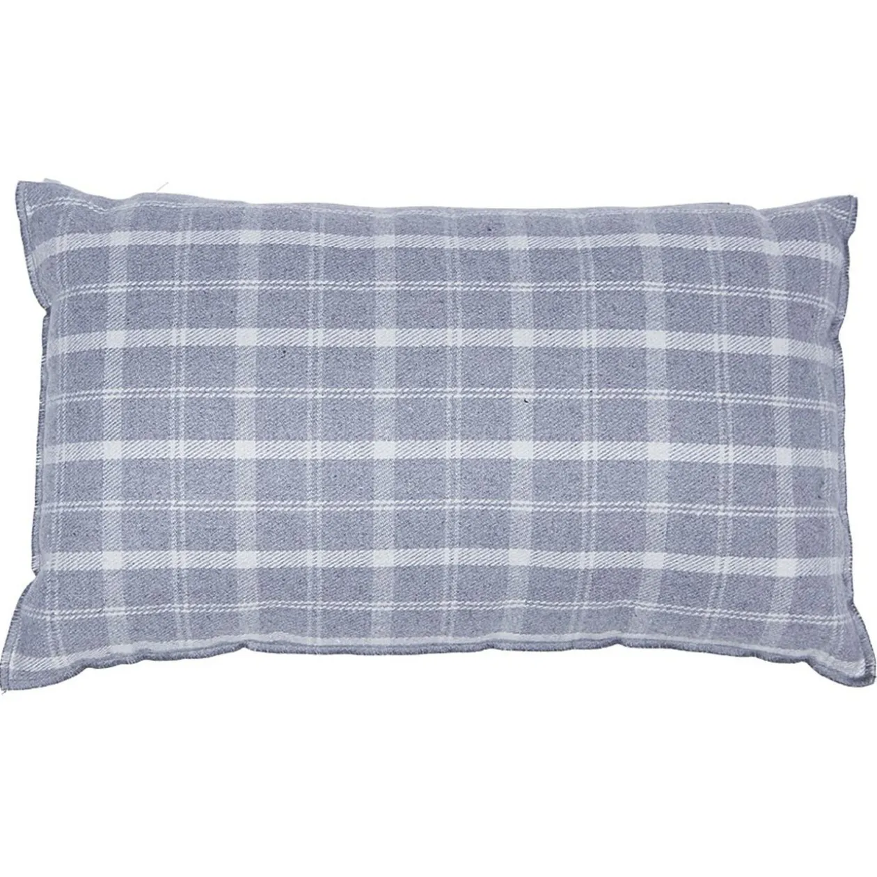 Coussin rectangulaire gris et blanc motif carreaux