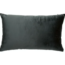 Coussin rectangulaire imitation velours vert émeraude et doré Home