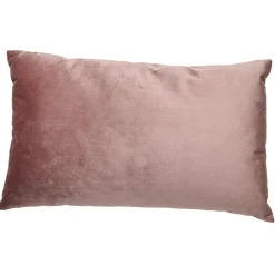 Coussin rectangulaire imitation velours vieux rose et doré Love