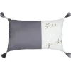 Coussin rectangulaire Life is good gris et blanc