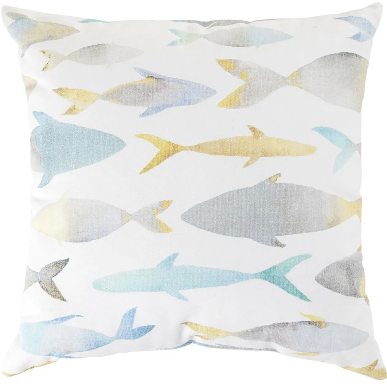 Coussin Rocio imprimé poisson blanc et bleu 45x45cm