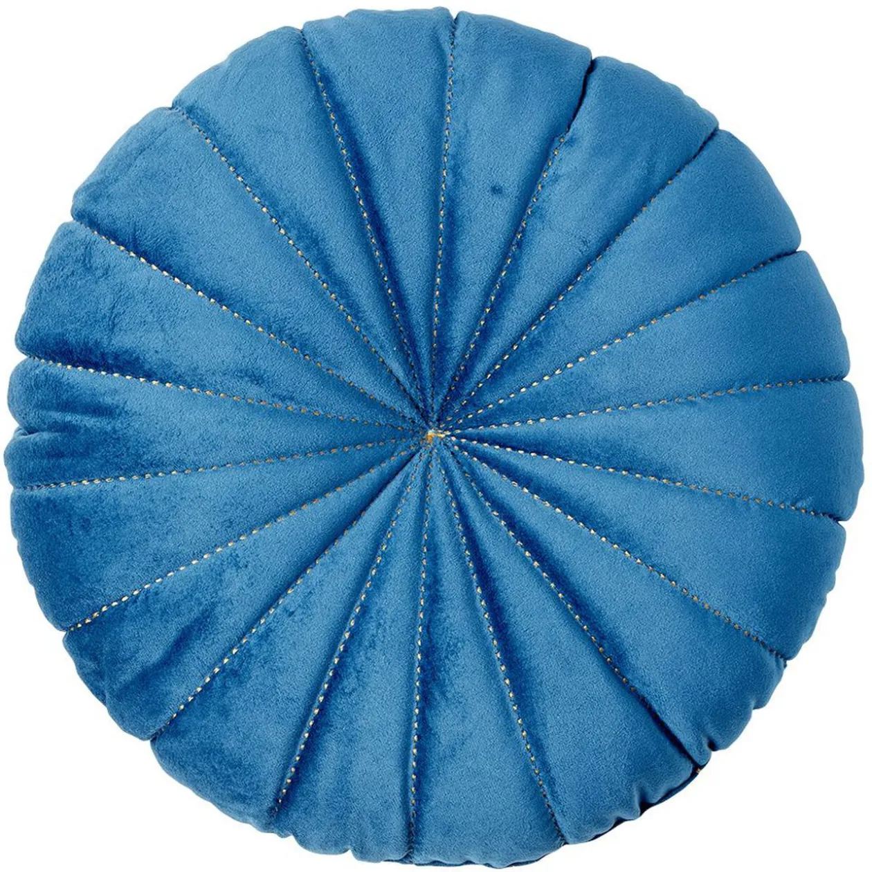 Coussin rond velours bleu Ø40cm