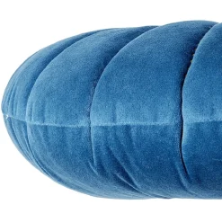 Coussin rond velours bleu Ø40cm