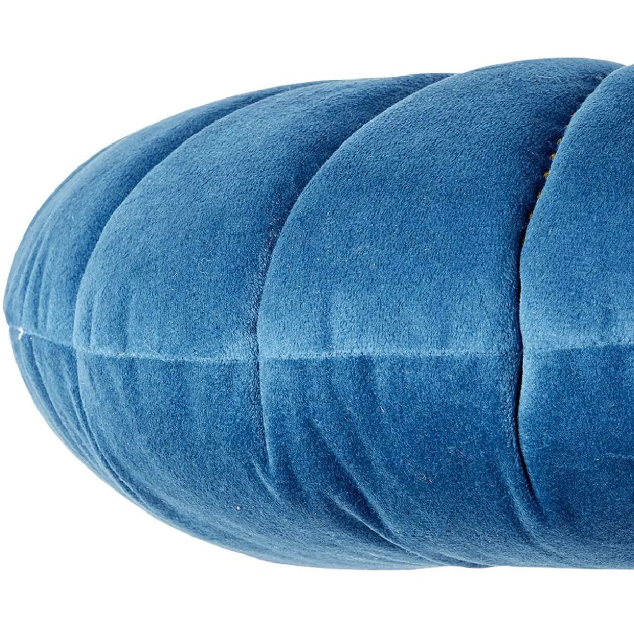 Coussin rond velours bleu Ø40cm