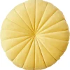 Coussin rond velours jaune moutarde Ø40cm