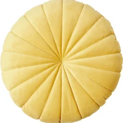 Coussin rond velours jaune moutarde Ø40cm