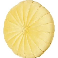 Coussin rond velours jaune moutarde Ø40cm