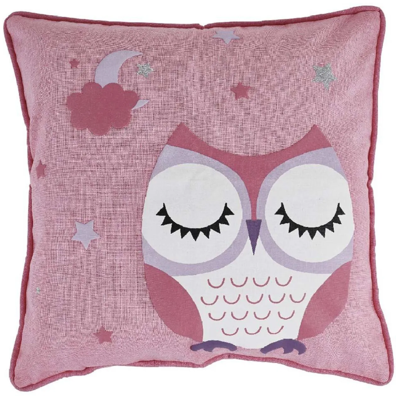 Coussin rose motif chouette
