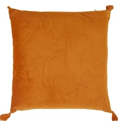 Coussin terracotta à pompons