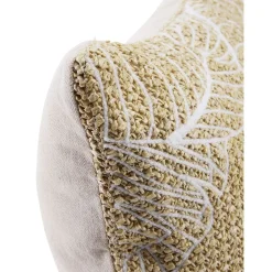 Coussin tressé feuillage beige et blanc 40x40cm