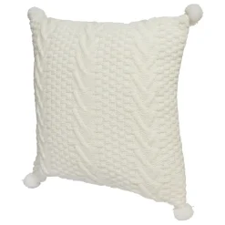 Coussin tricot avec pompons 40x40cm