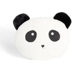 Coussin tête de koala polyester noir et blanc Ø33cm