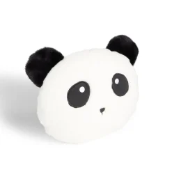 Coussin tête de koala polyester noir et blanc Ø33cm