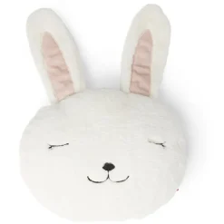 Coussin tête de lapin polyester blanc Ø33cm