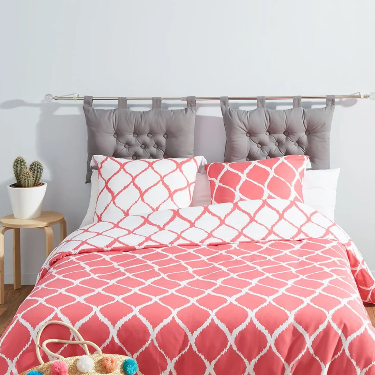 Coussin tête de lit rectangulaire gris