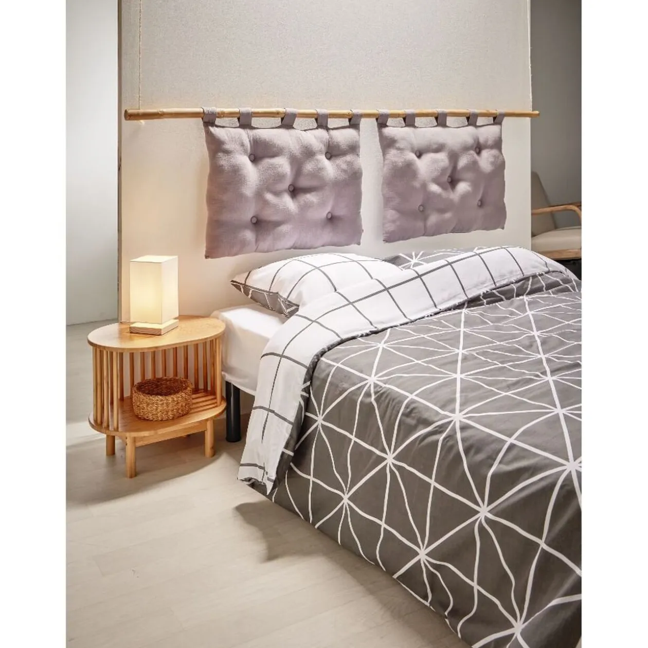 Coussin tête de lit 50x70cm gaze de coton gris