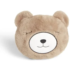 Coussin tête d'ourson polyester marron Ø33cm