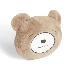 Coussin tête d'ourson polyester marron Ø33cm