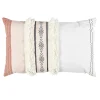Coussin tufté blanc et rose motif ethnique noir