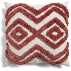 Coussin tufté 40x40cm beige et terracotta
