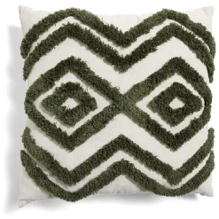 Coussin tufté 40x40cm beige et kaki