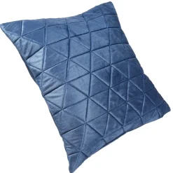 Coussin velours matelasse triangle bleu