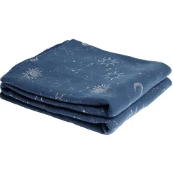 Coussin 40x40cm avec plaid 130x170cm thème astro bleu imprimé argenté