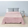 Couverture polaire 2 personnes polyester uni vieux rose