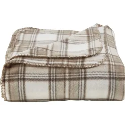 Couverture polaire motif carreau marron et beige