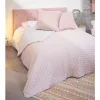 Couvre lit 2 personnes rose et gris et 2 taies d'oreiller