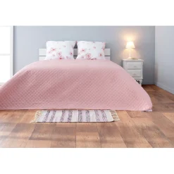 Couvre lit 2 places rose