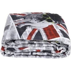 Couvre lit matelassé design London United Dog