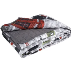 Couvre lit matelassé design London United Dog