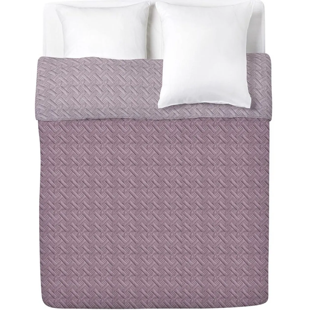 Couvre lit réversible effet matelassé rose 240x220cm