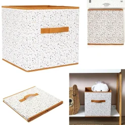 Cube de rangement enfant terrazzo rose blanc orange 30x30x30cm